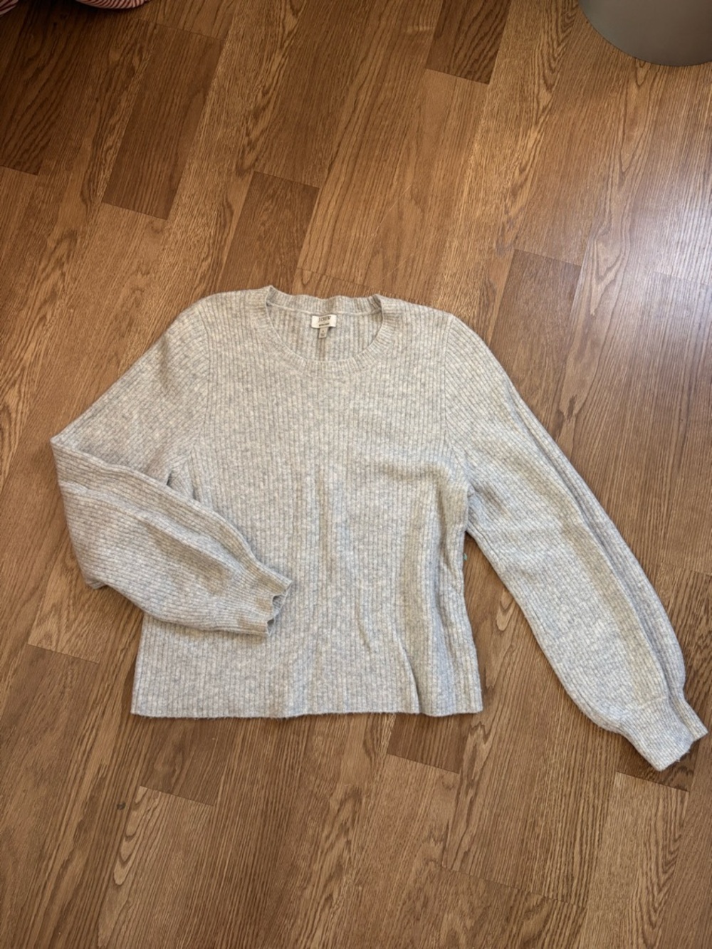 J. Crew Ribbed Crewneck Sweater - Heathered Light Gray